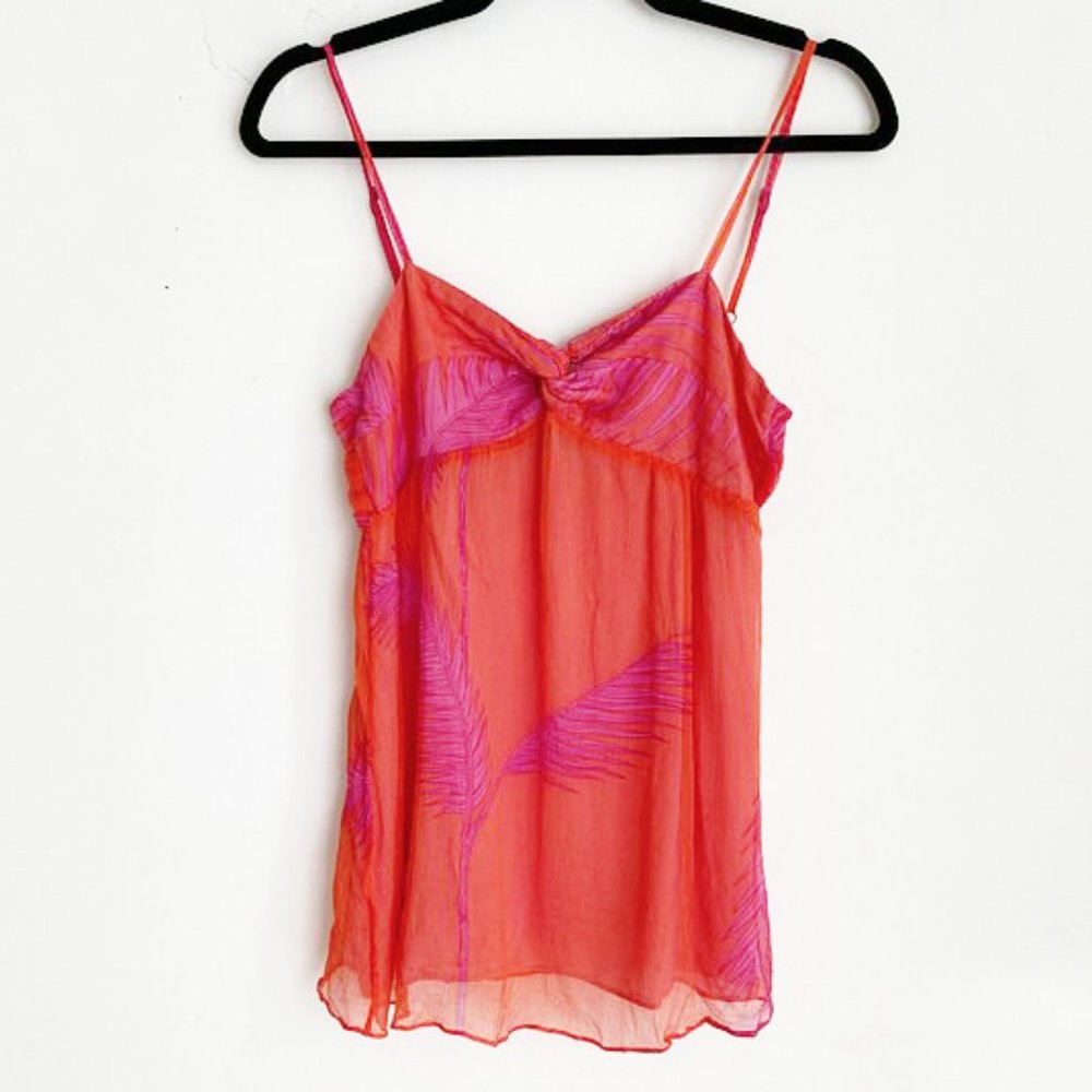 Theory 100 Silk Orange Pink Top Size Small